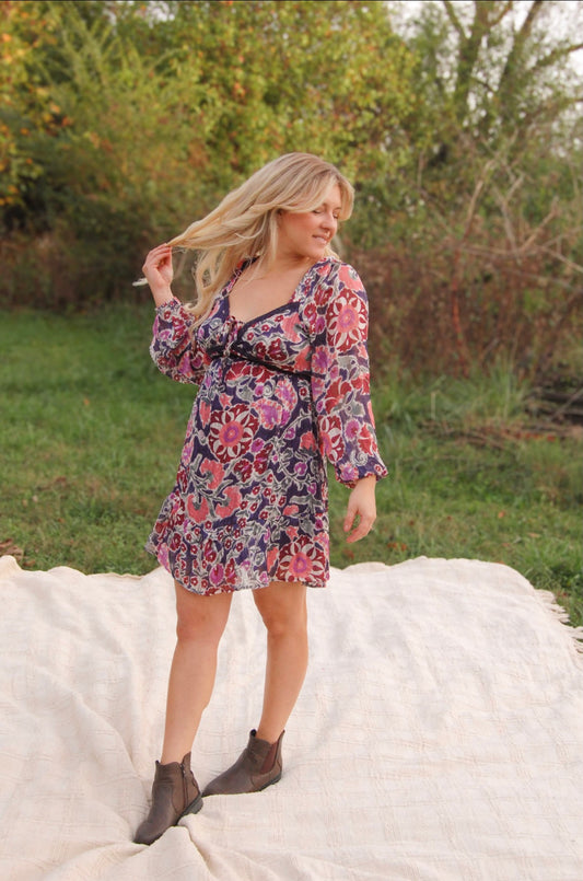 NAVY FLORALS DRESS