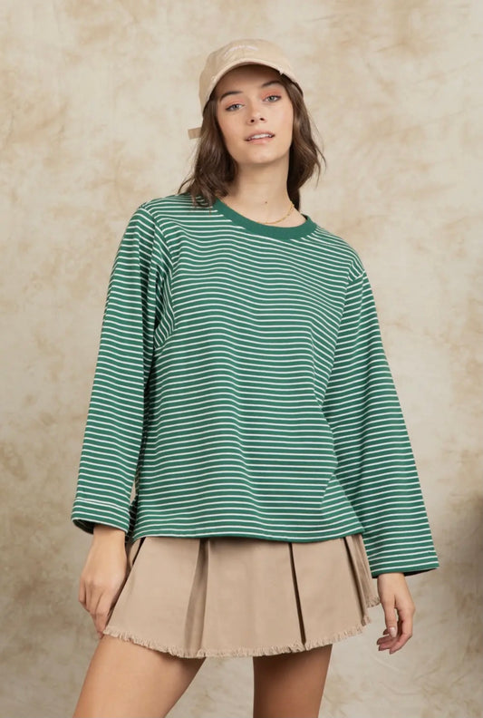 KELLY GREEN STRIPED SHIRT