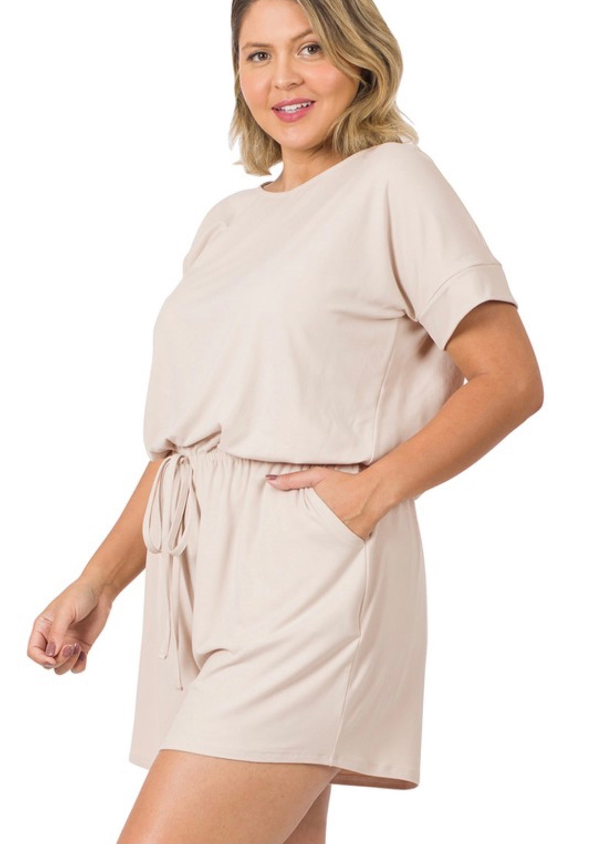 CURVY beige tshirt romper