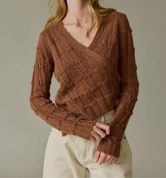 BROWN WRAP SWEATER