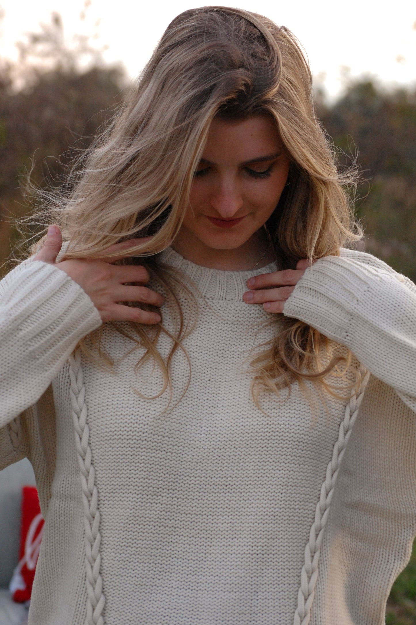 CREAM BRAIDED SWEATER