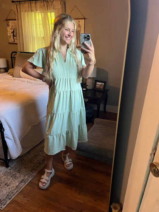 SAGE MIDI DRESS