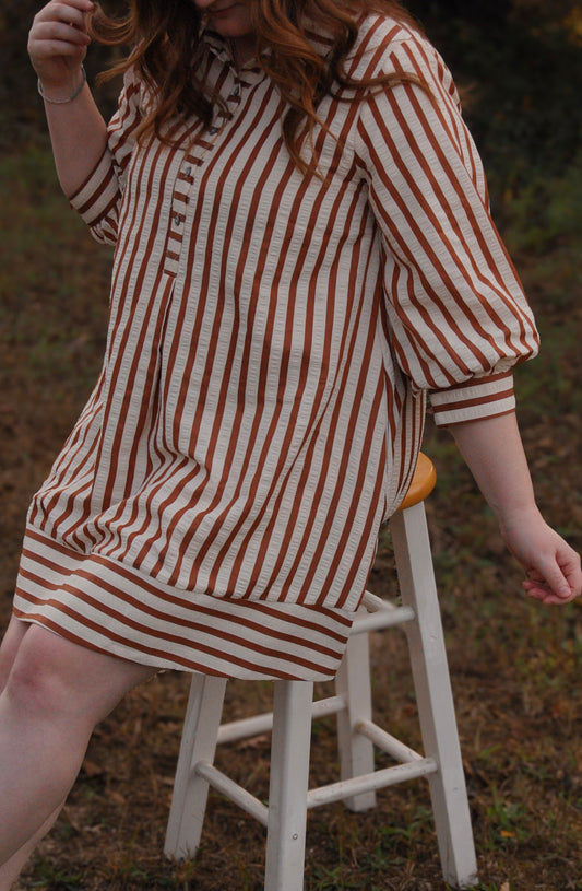 STRIPED BROWN DRESS