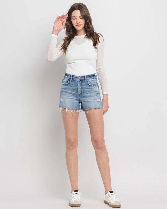 VERVET HIGH RISE A LINE DENIM SHORTS