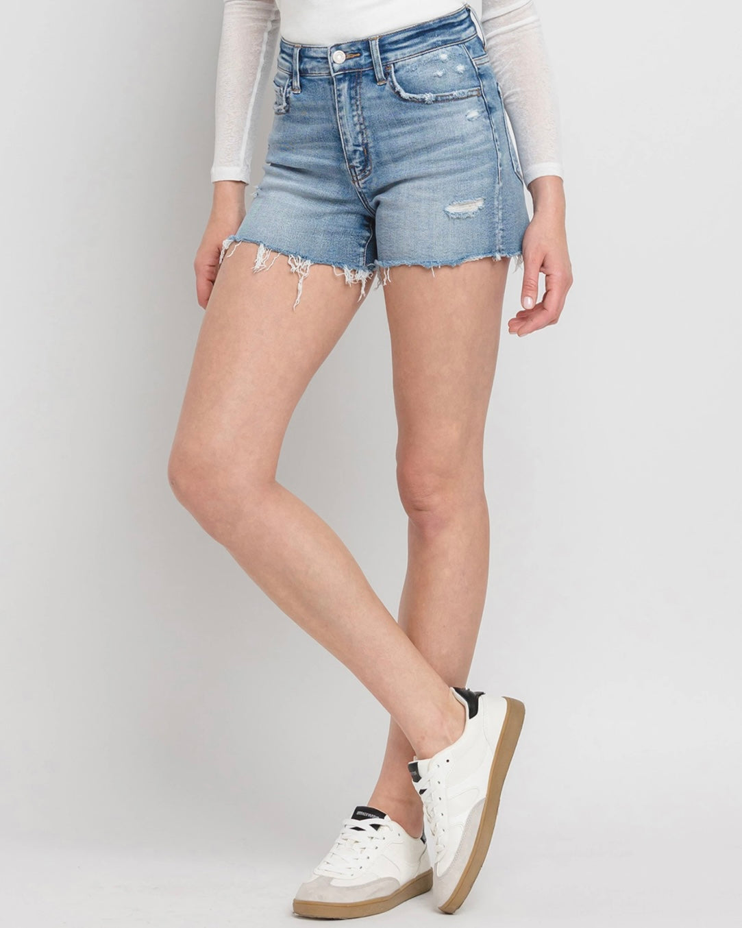 VERVET HIGH RISE A LINE DENIM SHORTS