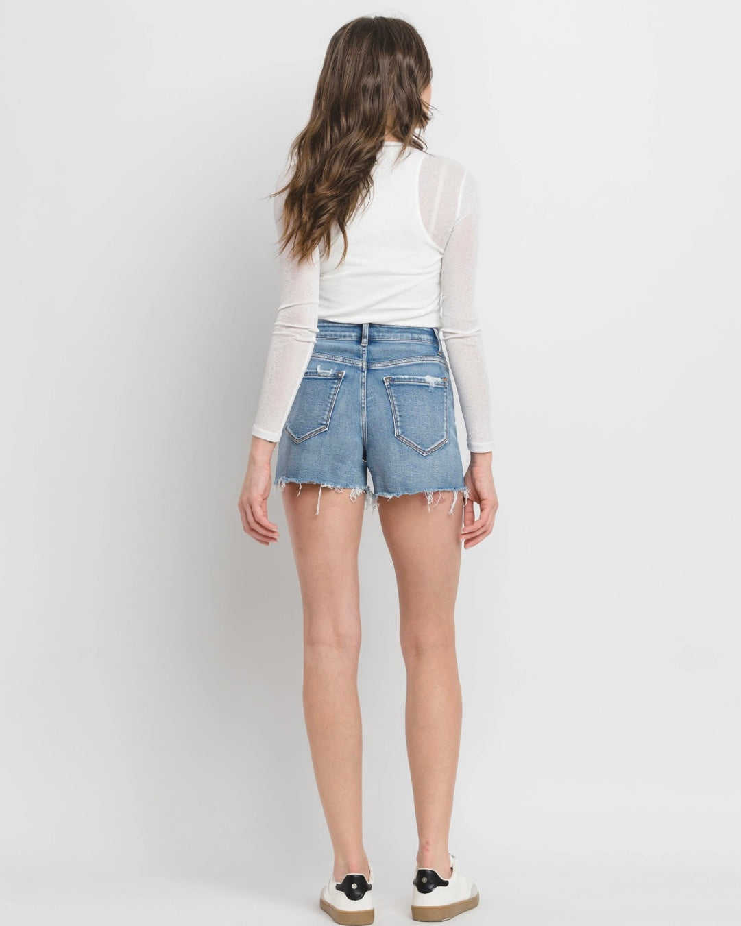 VERVET HIGH RISE A LINE DENIM SHORTS