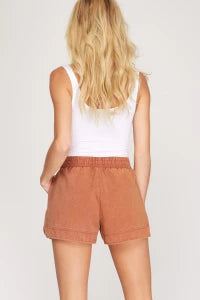 RUST DENIM SHORTS